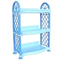 Fun Homes Organising Rack|Unbreakable Plastic 3 Shelves Kitchen Storage Stand|Durable Wall Mounted Jar Kitchen Utensils Organizer (Blue)