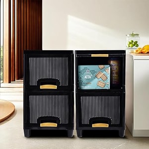 fun homes 4 units cabinet storage organizer 2  2  multi-layer folding storage cabinets  multipurpose rack for storage  clothes organizer for wardrobe  drawer storage organizer  black