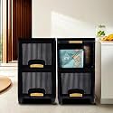 Fun Homes 4 Units Cabinet Storage Organizer (2 + 2) | Multi-Layer Folding Storage Cabinets | Multipurpose Rack for Storage | Clothes Organizer for Wardrobe | Drawer Storage Organizer | Black