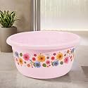 Fun Homes 40 Liters Multipurpose Bath Tub for Bathroom | Suitable for Indoor and Outdoor Use | Durable &amp; Lightweight Tub for Washing Clothes &amp; Utensils | Flower Print - Pink