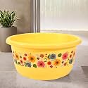 Fun Homes 40 Liters Multipurpose Bath Tub for Bathroom | Suitable for Indoor and Outdoor Use | Durable &amp; Lightweight Tub for Washing Clothes &amp; Utensils | Flower Print - Yellow