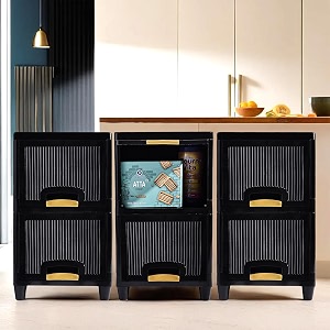 fun homes 6 units cabinet storage organizer 2  2 2  multi-layer folding storage cabinets  multipurpose rack for storage  wardrobe clothes organizer  drawer storage organizer  black