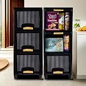Fun Homes 6 Units Cabinet Storage Organizer (3 + 3) | Folding Storage Cabinets | Clothes Organizer for Wardrobe | Drawer Storage Organizer | Multipurpose Rack for Storage | Black