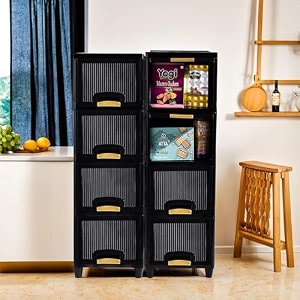 fun homes 8 units cabinet storage organizer 4  4  folding storage cabinets  clothes organizer for wardrobe  drawer storage organizer  multipurpose rack for storage  black
