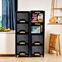 Fun Homes 8 Units Cabinet Storage Organizer (4 + 4) | Folding Storage Cabinets | Clothes Organizer for Wardrobe | Drawer Storage Organizer | Multipurpose Rack for Storage | Black