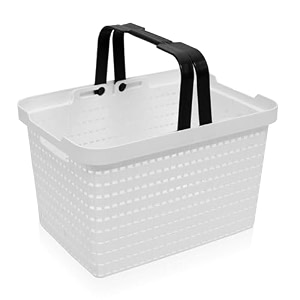 fun homes multipurpose plastic storage baskets with handle for organizing home amp office  rectangle storage box tray for kitchen grocery bathroomclothes makeup amp stationery items  white