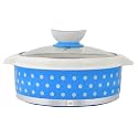 Fun Homes Dot Printed Inner Steel Casserole with Toughened Glass Lid, 1500ml (Blue)-HS42FUNH25009