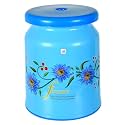 Fun Homes Flower Design Multipurposes Plastic Sitting Stool (Blue)