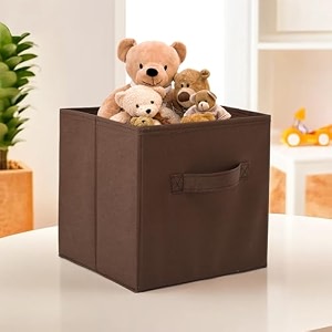 fun homes foldable storage box  multipurpose storage organizer for clothes  plain wardrobe organizer for book stationary amp toys  11 inch  brown