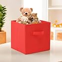 Fun Homes Foldable Storage Box | Multipurpose Storage Organizer For Clothes | Plain Wardrobe Organizer for Book, Stationary &amp; Toys | 11 Inch | Red