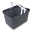 Fun Homes - Multipurpose Plastic Basket For Storage, Shopping &amp; Picnic - Basket With Handle - Shopping Basket For Grocery -Rectangular Storage Baskets - Storage Box Alternative - Grey