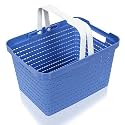 Fun Homes Medium Plastic Storage Baskets with Foldable Handles | Storage Containers for Fruits &amp; Vegetables | Storage Baskets for Kitchen, Books &amp; Stationery Items | Dark Grey