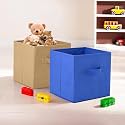 Fun Homes (Pack of 2) Foldable Storage Box | Multipurpose Storage Organizer For Clothes | Plain Wardrobe Organizer for Book, Stationary &amp; Toys | 11 Inch | Beige &amp; Royal Blue