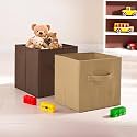 Fun Homes (Pack of 2) Foldable Storage Box | Multipurpose Storage Organizer For Clothes | Plain Wardrobe Organizer for Book, Stationary &amp; Toys | 11 Inch | Brown &amp; Beige