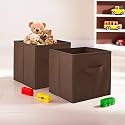 Fun Homes (Pack of 2) Foldable Storage Box | Multipurpose Storage Organizer For Clothes | Plain Wardrobe Organizer for Book, Stationary &amp; Toys | 11 Inch | Brown