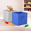 Fun Homes (Pack of 2) Foldable Storage Box | Multipurpose Storage Organizer For Clothes | Plain Wardrobe Organizer for Book, Stationary &amp; Toys | 11 Inch | Grey &amp; Royal Blue