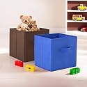 Fun Homes (Pack of 2) Foldable Storage Box | Multipurpose Storage Organizer For Clothes | Plain Wardrobe Organizer for Book, Stationary &amp; Toys | 11 Inch | Brown &amp; Royal Blue