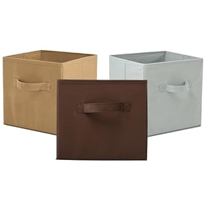 fun homes pack of 3 foldable storage box  multipurpose storage organizer for clothes  plain wardrobe organizer for stationary amp toys  11 inch  brown grey amp beige