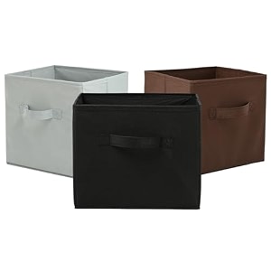 fun homes pack of 3 foldable storage box  multipurpose storage organizer for clothes  plain wardrobe organizer for stationary amp toys  11 inch  black brown amp grey
