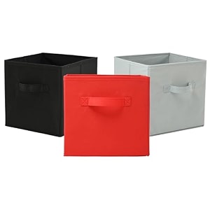 fun homes pack of 3 foldable storage box  multipurpose storage organizer for clothes  plain wardrobe organizer for stationary amp toys  11 inch  red black amp grey