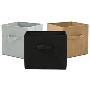 fun homes pack of 3 foldable storage box  multipurpose storage organizer for clothes  plain wardrobe organizer for stationary amp toys  11 inch  black grey amp beige