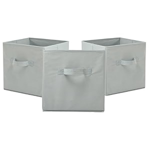 fun homes pack of 3 foldable storage box  multipurpose storage organizer for clothes  plain wardrobe organizer for book stationary amp toys  11 inch  grey