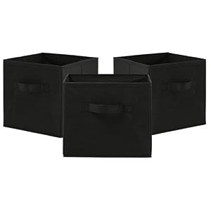 fun homes pack of 3 foldable storage box  multipurpose storage organizer for clothes  plain wardrobe organizer for book stationary amp toys  11 inch  black