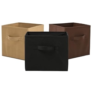 fun homes pack of 3 foldable storage box  multipurpose storage organizer for clothes  plain wardrobe organizer for stationary amp toys  11 inch  black brown amp beige
