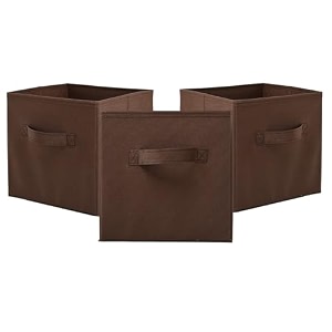 fun homes pack of 3 foldable storage box  multipurpose storage organizer for clothes  plain wardrobe organizer for book stationary amp toys  11 inch  brown