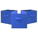 Fun Homes (Pack of 3) Foldable Storage Box | Multipurpose Storage Organizer For Clothes | Plain Wardrobe Organizer for Book, Stationary &amp; Toys | 11 Inch | Royal Blue
