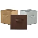 Fun Homes (Pack of 3) Foldable Storage Box | Multipurpose Storage Organizer For Clothes | Plain Wardrobe Organizer for Stationary &amp; Toys | 11 Inch | Brown, Grey &amp; Beige