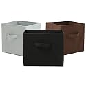 Fun Homes (Pack of 3) Foldable Storage Box | Multipurpose Storage Organizer For Clothes | Plain Wardrobe Organizer for Stationary &amp; Toys | 11 Inch | Black, Brown &amp; Grey