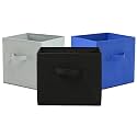 Fun Homes (Pack of 3) Foldable Storage Box | Multipurpose Storage Organizer For Clothes | Plain Wardrobe Organizer for Stationary &amp; Toys | 11 Inch | Black, Grey &amp; Royal Blue
