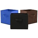 Fun Homes (Pack of 3) Foldable Storage Box | Multipurpose Storage Organizer For Clothes | Plain Wardrobe Organizer for Stationary &amp; Toys | 11 Inch | Black, Brown &amp; Royal Blue
