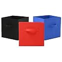 Fun Homes (Pack of 3) Foldable Storage Box | Multipurpose Storage Organizer For Clothes | Plain Wardrobe Organizer for Stationary &amp; Toys | 11 Inch | Red, Black &amp; Royal Blue