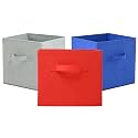 Fun Homes (Pack of 3) Foldable Storage Box | Multipurpose Storage Organizer For Clothes | Plain Wardrobe Organizer for Stationary &amp; Toys | 11 Inch | Red, Grey &amp; Royal Blue