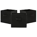 Fun Homes (Pack of 3) Foldable Storage Box | Multipurpose Storage Organizer For Clothes | Plain Wardrobe Organizer for Book, Stationary &amp; Toys | 11 Inch | Black