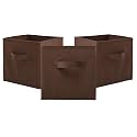 Fun Homes (Pack of 3) Foldable Storage Box | Multipurpose Storage Organizer For Clothes | Plain Wardrobe Organizer for Book, Stationary &amp; Toys | 11 Inch | Brown