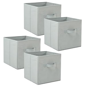 fun homes pack of 4 foldable storage box  multipurpose storage organizer for clothes  plain wardrobe organizer for book stationary amp toys  11 inch  grey