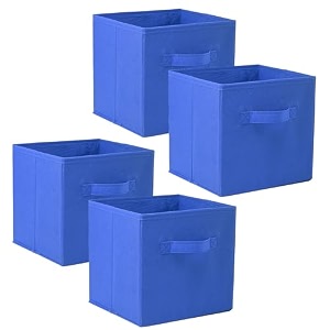 fun homes pack of 4 foldable storage box  multipurpose storage organizer for clothes  plain wardrobe organizer for book stationary amp toys  11 inch  royal blue