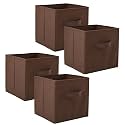Fun Homes (Pack of 4) Foldable Storage Box | Multipurpose Storage Organizer For Clothes | Plain Wardrobe Organizer for Book, Stationary &amp; Toys | 11 Inch | Brown
