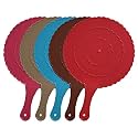 Fun Homes Plastic Lightweight Handfan|Hath Pankha|Beejna for Natural Cooling Air Home Decor and Travel Useful, Pack of 5 (Gray, Red, Pink, Blue, Brown)