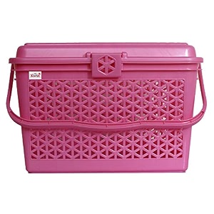 fun homes medium plastic storage baskets with foldable handles  storage containers for fruits amp vegetables  storage baskets for kitchen books amp stationery items  dark grey