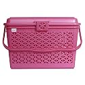 Fun Homes Medium Plastic Storage Baskets with Foldable Handles | Storage Containers for Fruits &amp; Vegetables | Storage Baskets for Kitchen, Books &amp; Stationery Items | Dark Grey
