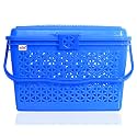 Fun Homes Plastic Multipurpose Trendy Shopping Small Basket with Lid (Blue) Rectangular