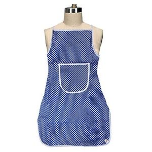fun homes polka dots bib apronwater oil cotton resistant chef cooking kitchen apron with pockets for men women blue-fhunh15559