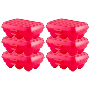 fun homes portable food grade plastic egg holderstorage box for 6 pieces egg- pack of 6 pink-46fh0393