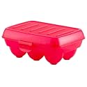 Fun Homes Portable Food Grade Plastic Egg Holder/Storage Box for 6 Pieces Egg (Pink)-46FH0383, Standard