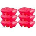 Fun Homes Portable Food Grade Plastic Egg Holder/Storage Box for 6 Pieces Egg- Pack of 6 (Pink)-46FH0393