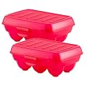 Fun Homes Portable Food Grade Plastic Egg Holder/Storage Box for 6 Pieces Egg- Pack of 2 (Pink)-46FH0385